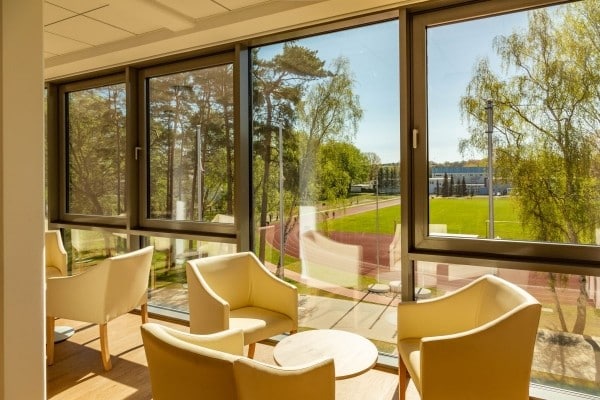 Die Aussicht aus der Unterkunft auf das Sportgelände ist besonders schön beim Trainingslager Usedom