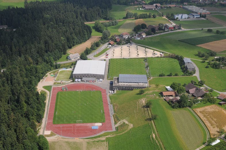Luftaufnahme des Fussball Trainingslager Sportcampus Emmental
