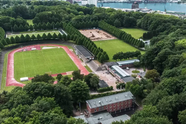 Sportgelände in Flensburg Drohnenaufnahme